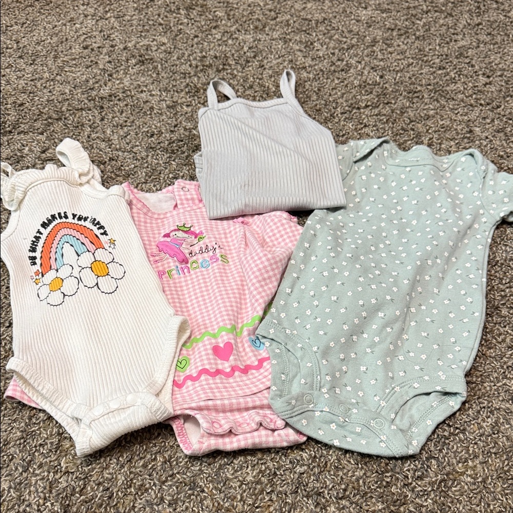 Carter's Girls One-Piece Set - Cream, Pink, Light Gray, Mint Green